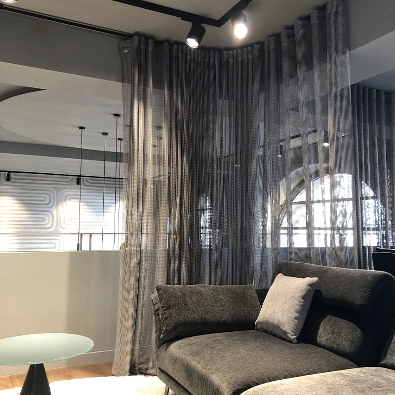 Knit – eleganter Design-Vorhang nach Maß in moderner Netzoptik Architektur halbtransparent