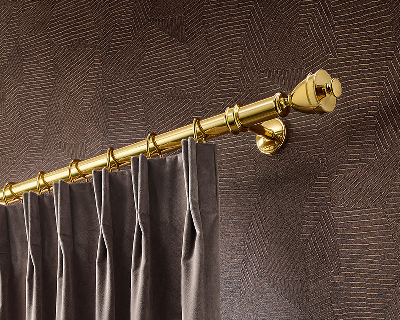 Interstil Juwel – 1-/2-läufige edle Messing-Vorhangstange Ø 30 mm Wandmontage nach Maß